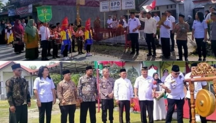 Bupati Pakpak Bharat Franc Bernhard Tumanggor melepas peserta pawai ta'aruf dalam pelaksanaan MTQ Kecamatan PGSS.