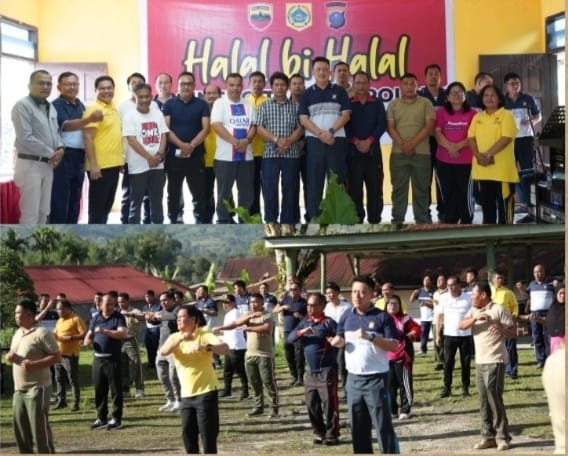 Pemerintah Kabupaten Pakpak Bharat menghadiri Halal bi halal Kapolres Pakpak Bharat dan olahraga bersama, diwakili oleh Sekretaris Daerah Pakpak Bharat Jalan berutu SPd MM bersama sejumlah pimpinan Organisasi Perangkat Daerah Pakpak Bharat dan TNI/Polri bertempat di Makoramil, Salak (2/5/2023).