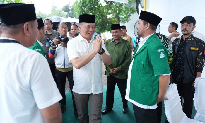 Sekretariat Gerakan Pemuda (GP) Ansor Sumut dalam rangka memperingati Hari Santri 2023 di Jalan Vetnur Raya I, Kecamatan Percut Seituan, Minggu (29/10/2023).
