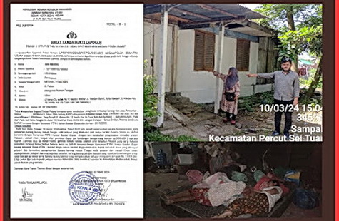 Para karyawan PTPN Kebun Seintis terduga pelaku pengusiran dan pengosongan paksa rumah istri mendiang Hotma Sori Muda Harahap (mantan karyawan kebun PTPN Kebun Seintis), dilaporkan ke Polrestabes Medan, Minggu (10/3/2024).