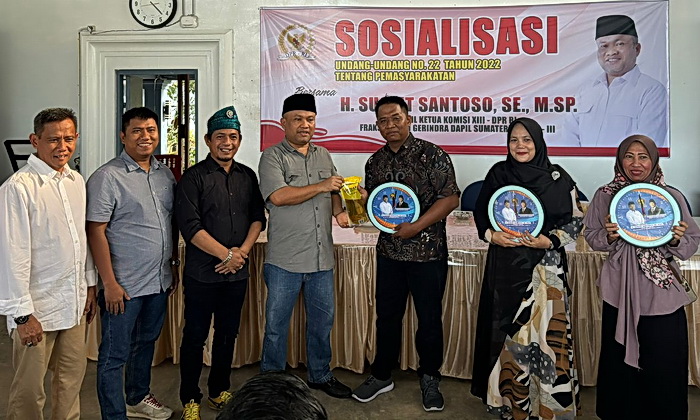 Wakil Ketua Komisi XIII DPR RI H Sugiat Santoso SE MSP menggelar sosialisasi Undang-undang No 22 Tahun 2022 tentang Pemasyarakatan di Kota Binjai, Minggu (22/12/2024).