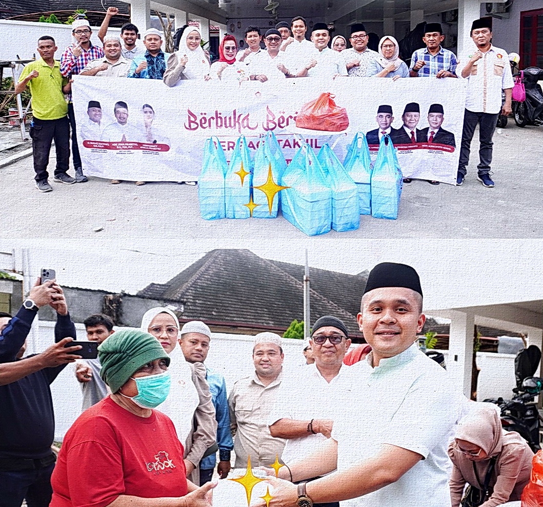 Dewan Pimpinan Daerah (DPD) Partai Gerindra Sumatera Utara (Sumut) menggelar kegiatan berbagi takjil kepada masyarakat yang melintas di depan Kantor DPD Gerindra Sumut, Selasa (11/3/2024).