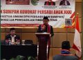 AMANAT-Ketua DPD Persadi Jateng-DIY, Irjen Pol (Purn) Dr. Rokhmad Sunanto, MM, MH, CRM, saat membacakan amanat Ketum DPN PERSADI. (Foto Ist).
