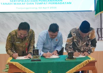 Optimalkan Sertipikasi Tanah Wakaf, Kanwil BPN Kepri, Kanwil Kemenag Kepri dan Kejati Kepri, Teken MoU