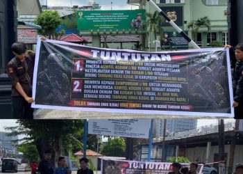 Diduga Ada Keterlibatan Oknum TNI, Aliansi Mahasiswa Pemuda Sumatera Utara Gelar Aksi di Depan Pom Dam I/BB
