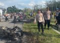 Polres Tebingtinggi Amankan Konflik Pembersihan Lahan PT Bridgestone di Sipispis, Sejumlah Kendaraan Terbakar