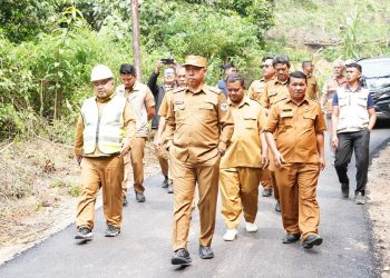 Tingkatkan Ekonomi Warga, Bupati Taput Tinjau Pembangunan Jalan Hotmix di Parmonangan