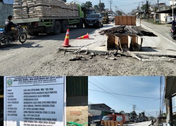 Gubsu ‘Diprank’ Dinas BMBKCK Sumut, Proyek Jalan Veteran Senilai Rp. 4,9 M Mangkrak, Dibanjiri Sumpah Serapah Pengendara Terjebak Macet