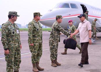 Dankoharmatau Sambut Menhan RI di Bandung, Kunjungan Kerja Perkuat Sinergi Industri Pertahanan Nasional